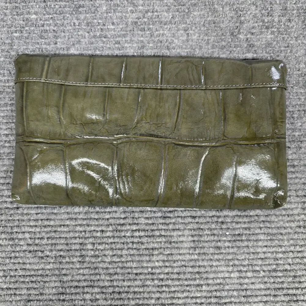NWT Kate Spade Monette Knightsbridge Clutch Graphite Croc Patent Leather $355